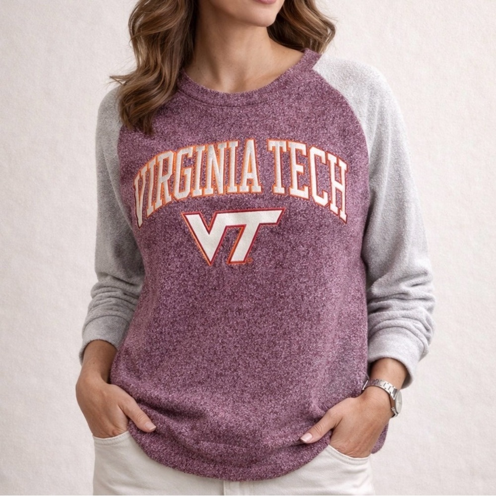 Virginia Tech Royce Apparel Maroon/Grey/Orange Crewneck Sweatshirt Women Medium